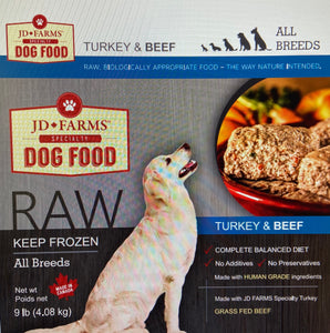 JD Farms Raw Beef and Turkey Dog Food